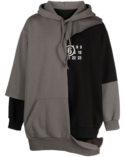 Mm6 Maison Margiela Numeric-print layered hoodie