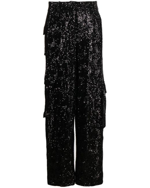 Rotate high-waist sequined cargo trousers