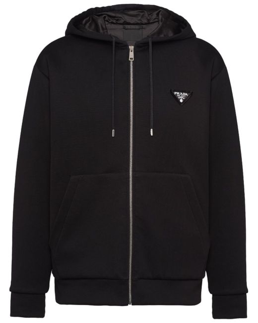 Prada triangle-logo zip-up hoodie