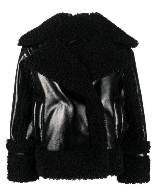 Karl Lagerfeld notched-collar faux-shearling jacket