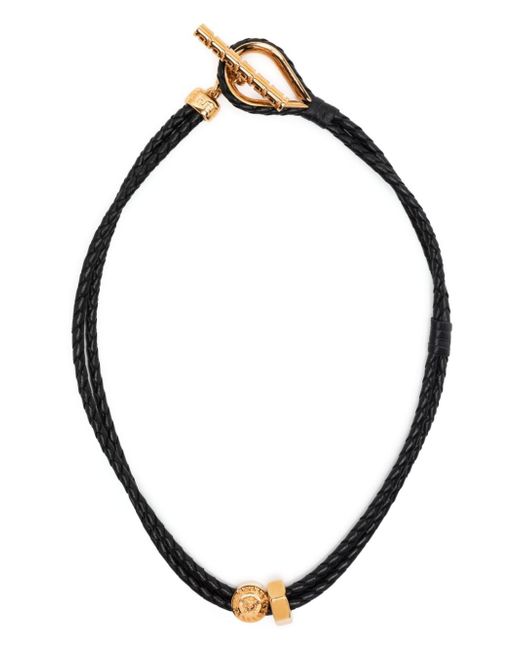 Versace Greca braided leather necklace