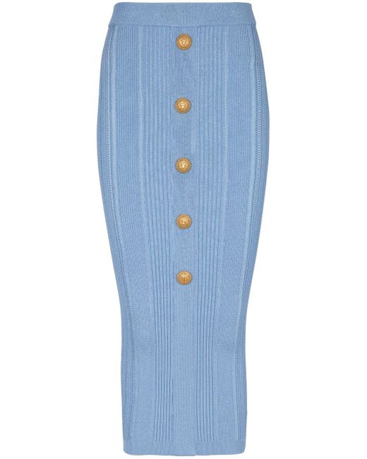 Balmain ribbed-knit midi skirt