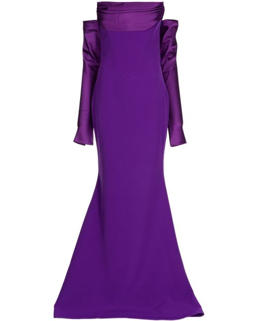 Rhea Costa Raven crepe long dress