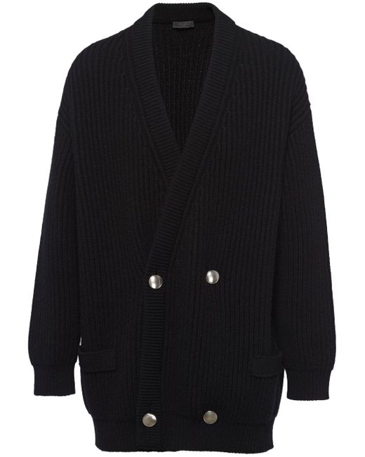 Prada double-breasted ribbed cardigan