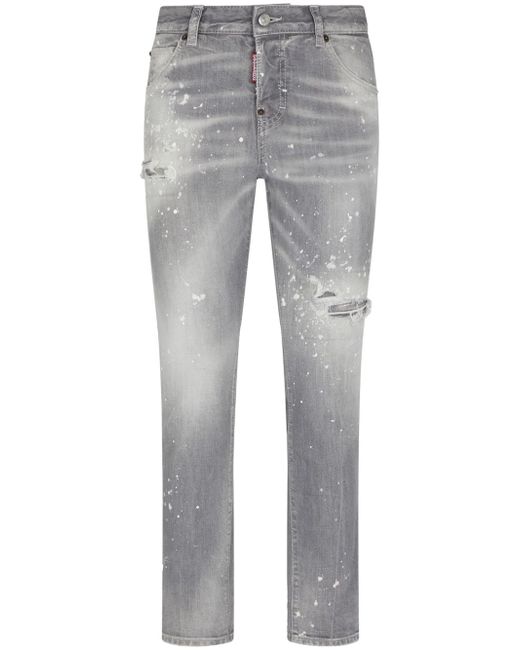 Dsquared2 paint-splatter ripped jeans