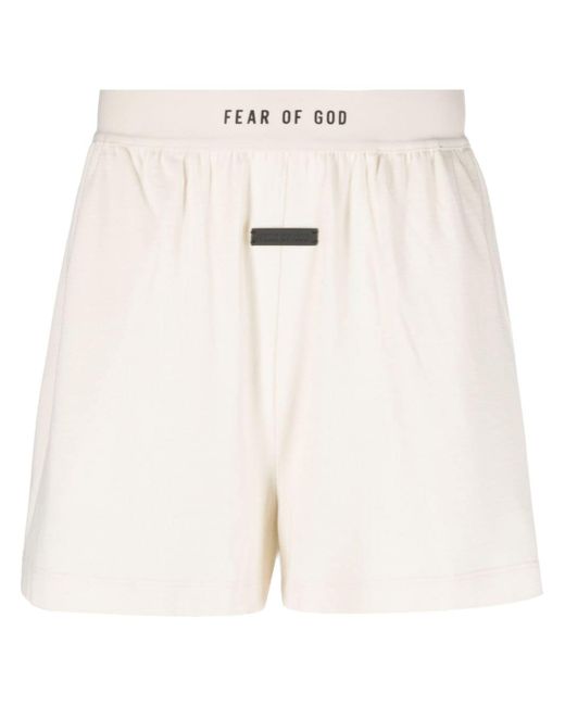 Fear Of God logo-waistband thigh-length shorts
