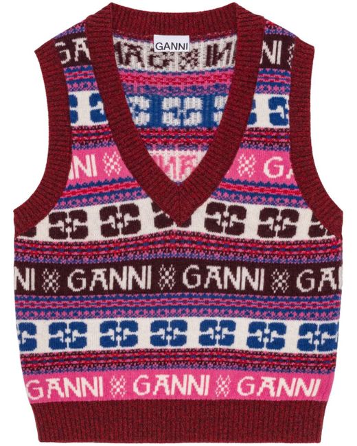Ganni Fair Isle-intarsia sweater vest