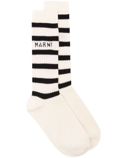 Marni instarsia-knit logo ribbed socks