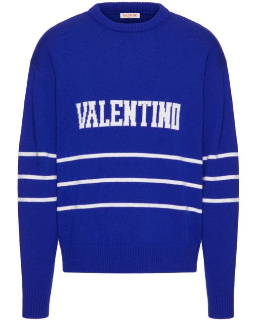 Valentino Garavani logo-intarsia crew-neck jumper
