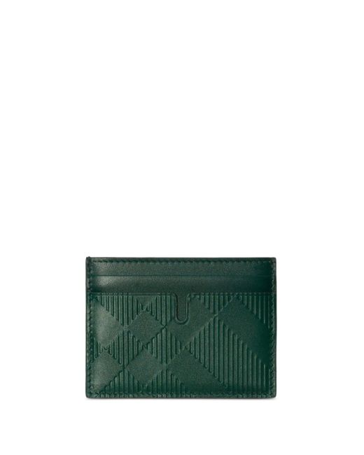 Burberry embossed check-pattern leather cardholder