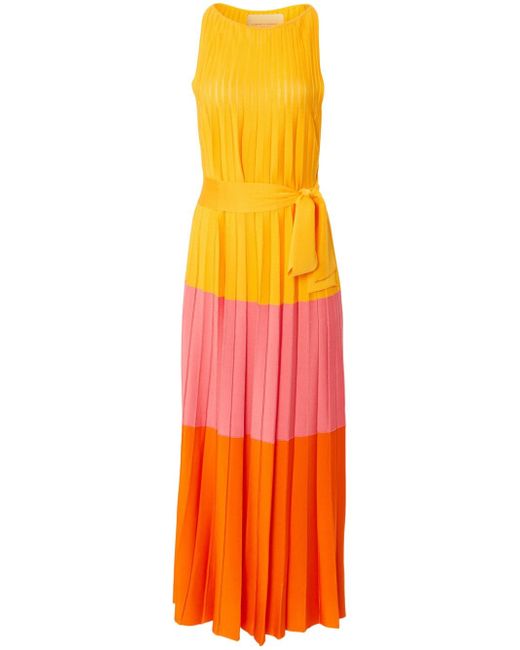 Carolina Herrera colour-block pleated maxi dress