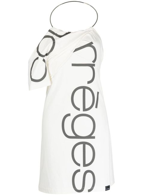 Courrèges logo-print one-shoulder dress