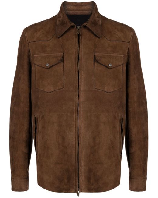Salvatore Santoro zip-up suede shirt jacket