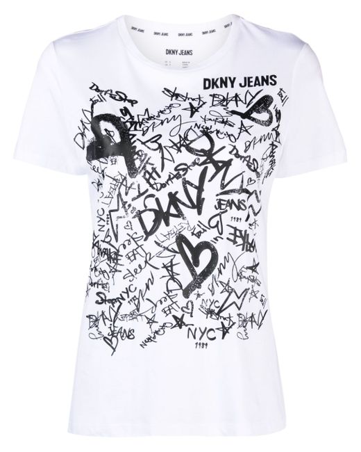 Dkny logo-graffiti cotton-blend T-shirt