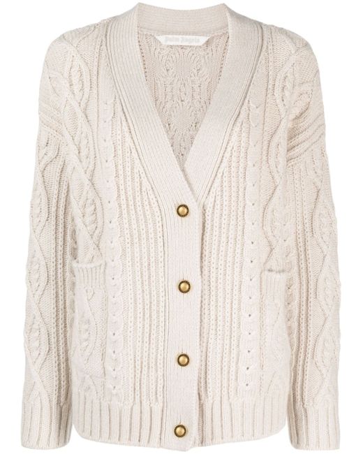 Palm Angels Fisherman cable-knit wool-blend cardigan