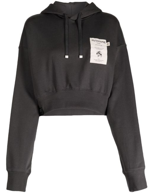Izzue logo-patch cropped hoodie