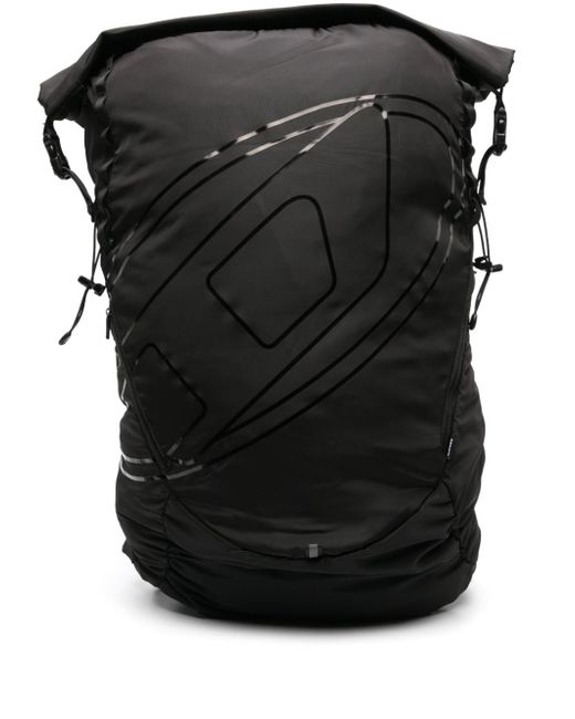 Diesel mesh-panel logo-print backpack