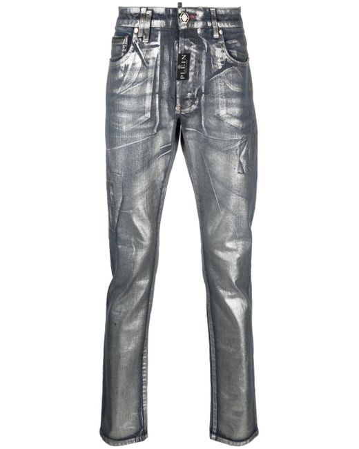 Philipp Plein metallic-effect straight-leg jeans