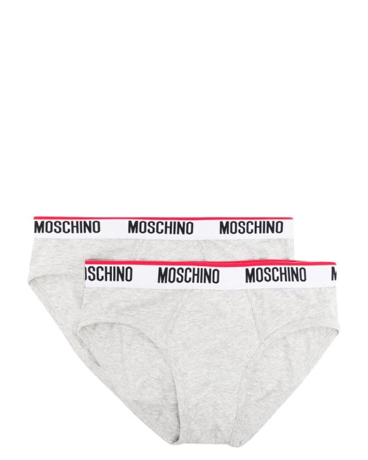 Moschino logo-print strap cotton-blend briefs