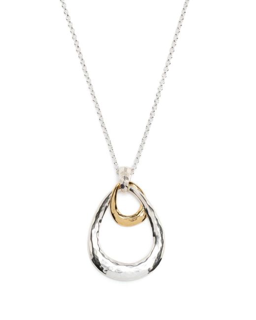 Dower And Hall hammered-finish oval-pendant necklace
