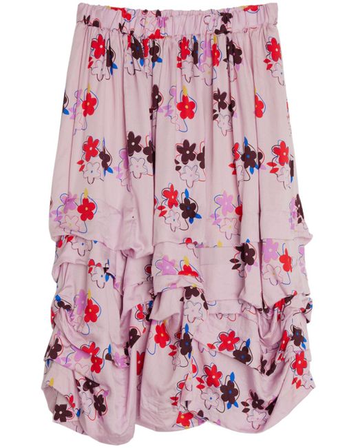 Comme Des Garçons Girl floral-print layered midi skirt