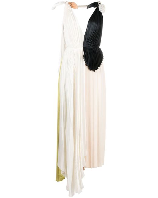 Victoria Beckham asymmetric pleated maxi dress