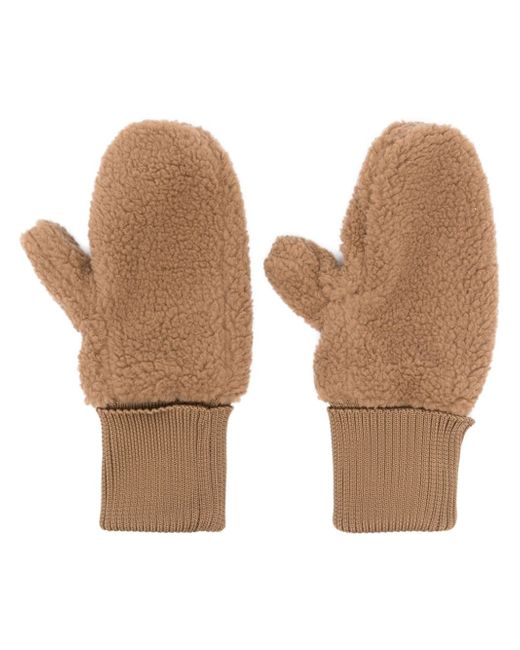 Lacoste logo-appliqué faux-shearling mittens