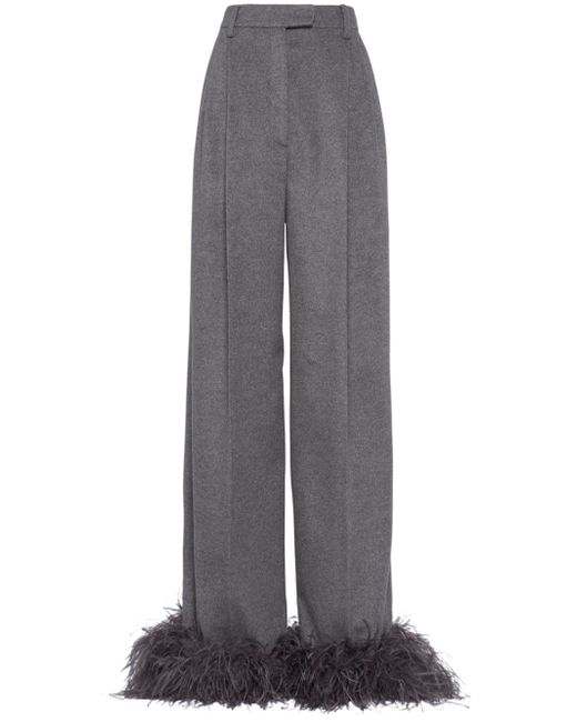 Prada feather-trimmed cashmere trousers