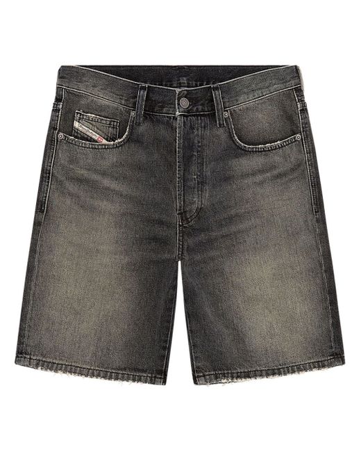 Diesel logo-patch straight-leg denim shorts