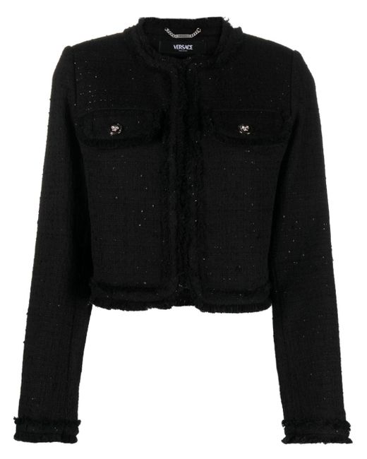 Versace sequin-embellished tweed jacket