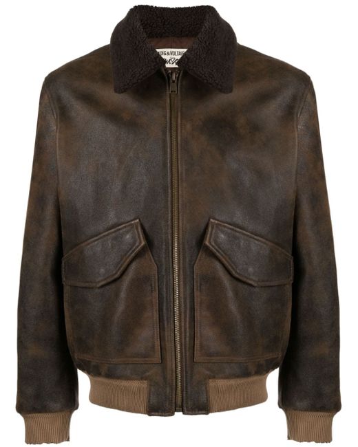 Zadig & Voltaire Mate shearling-collar leather jacket
