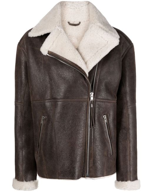 Iro Vicoe oversized-collar shearling jacket