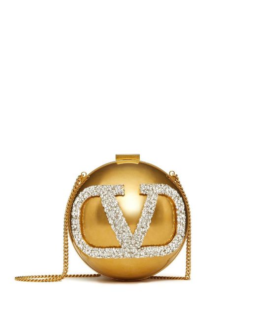 Valentino Garavani crystal-embellished Vlogo clutch