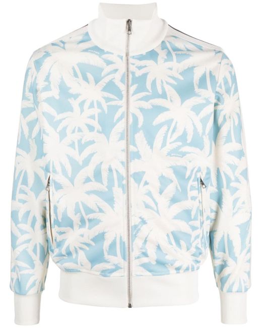 Palm Angels palm-print zip-front track jacket