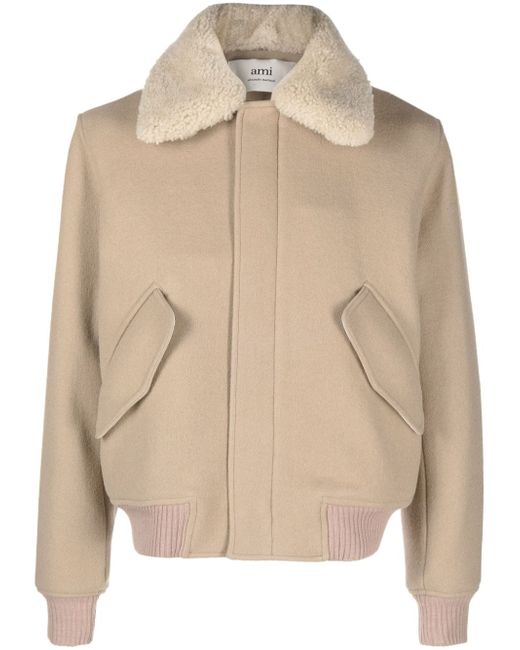 AMI Alexandre Mattiussi shearling-collar virgin wool jacket