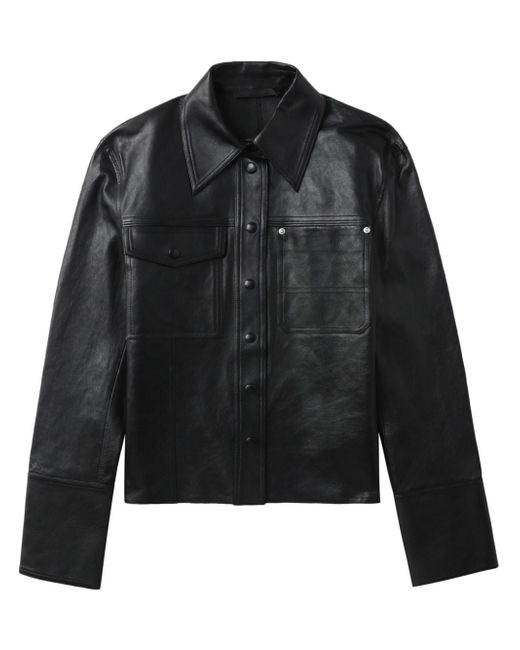 Helmut Lang leather press stud-fastening jacket