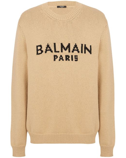 Balmain logo intarsia-knit jumper