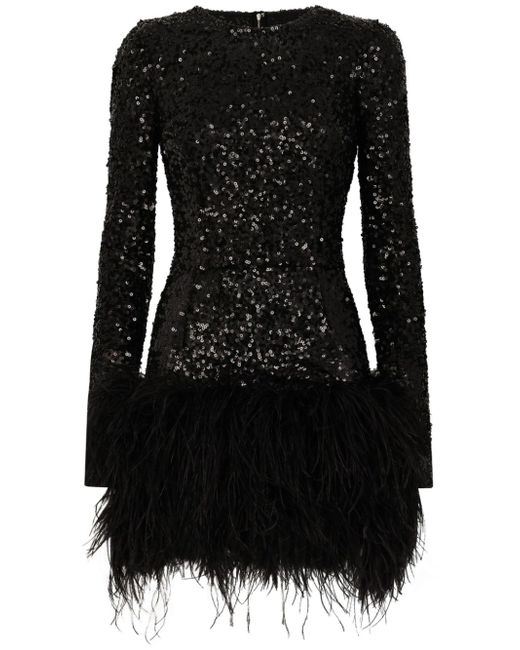 Dolce & Gabbana feather-trim sequinned minidress