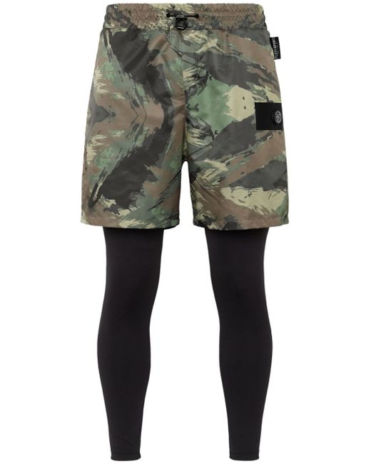 Plein Sport Running camouflage-print shorts
