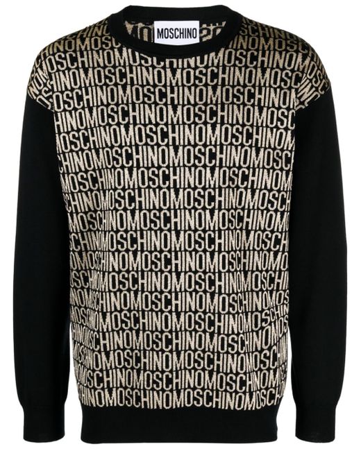 Moschino jacquard logo motif virgin wool jumper