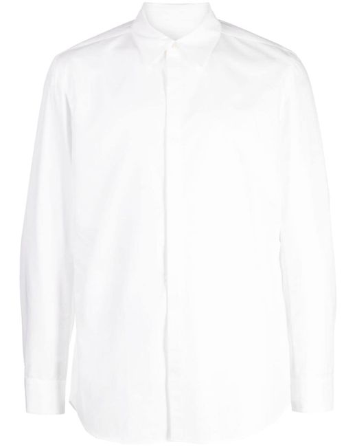 Attachment long-sleeve button-up shirt