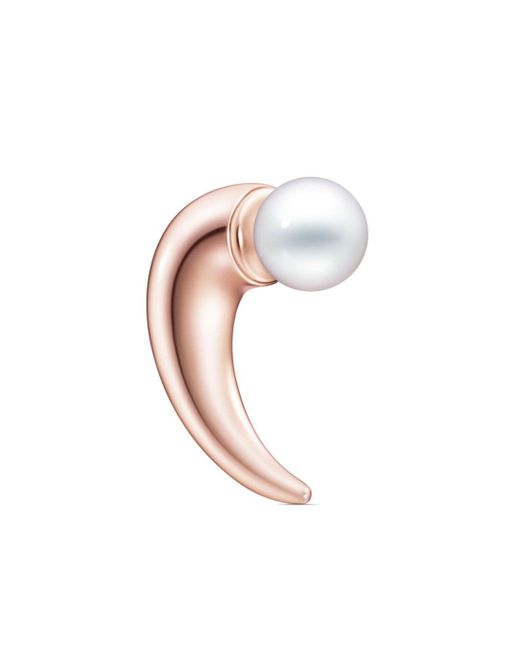 Tasaki 18kt rose gold Collection Line Danger Horn pearl earring