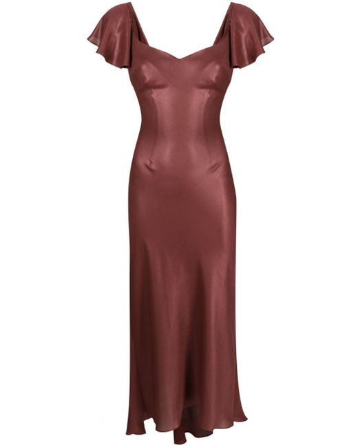 Parlor metallic-effect short-sleeved midi dress