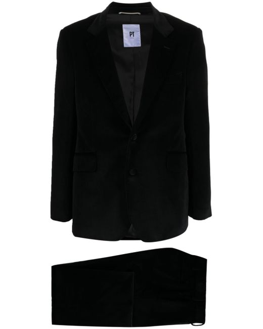 PT Torino velvet-effect single-breasted suit