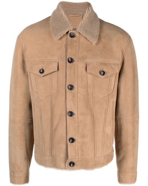 Desa 1972 straight-point collar leather jacket