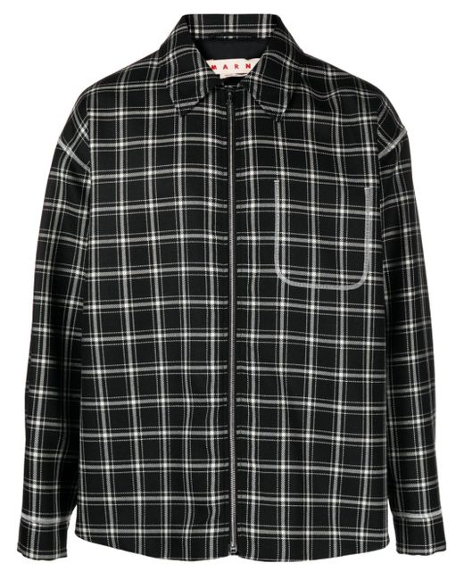 Marni plaid-pattern virgin-wool shirt jacket