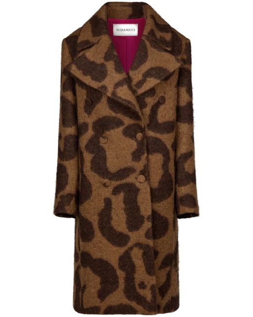 Nina Ricci leopard-jacquard wool-blend coat