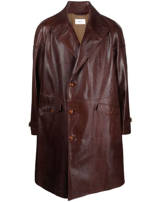 Bally textured-finish leather coat