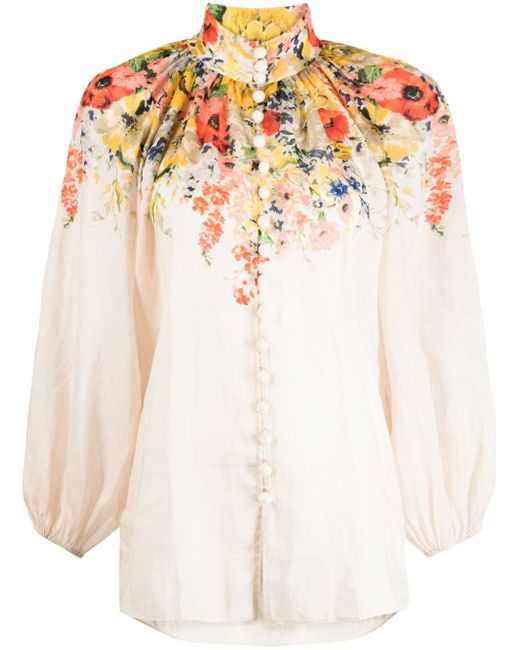 Zimmermann Alight floral-print linen blouse