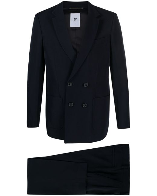 PT Torino peak-lapels virgin wool double-breasted suit